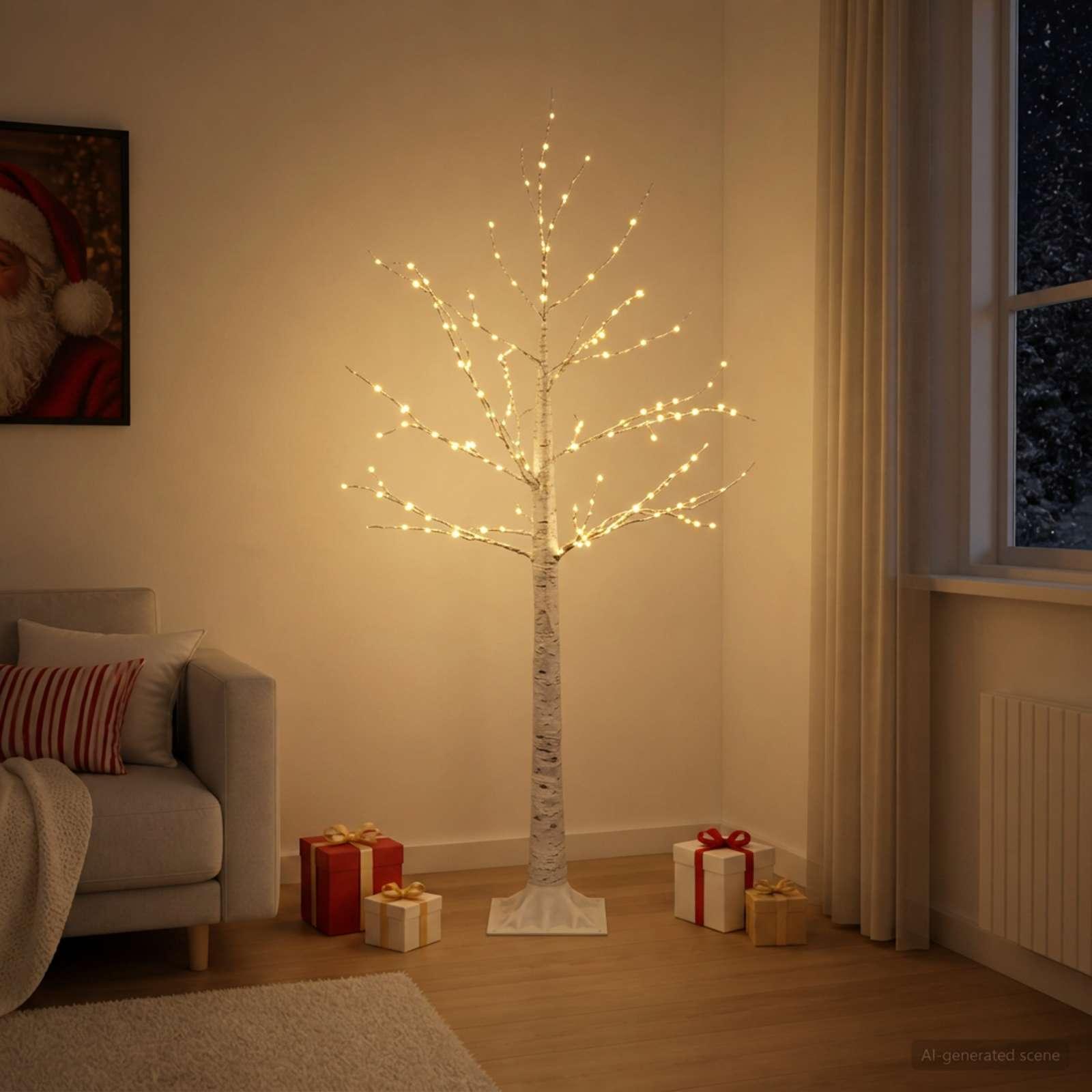 Birketræ-juletræ hvid 22 x 22 x 120 cm - 174 LED