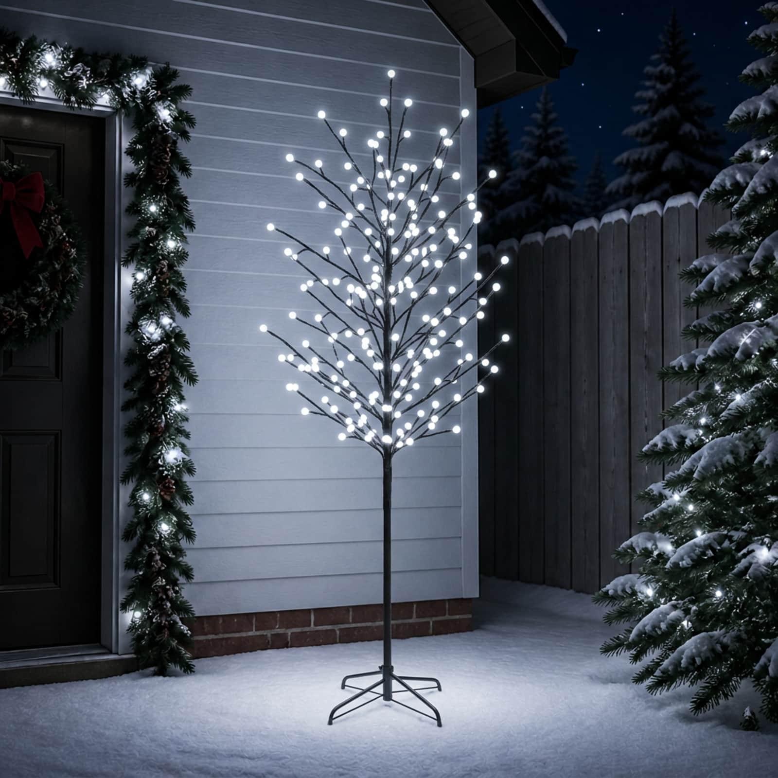 LED-juletræ med kugler - sort, 210 cm, 250 LED'er