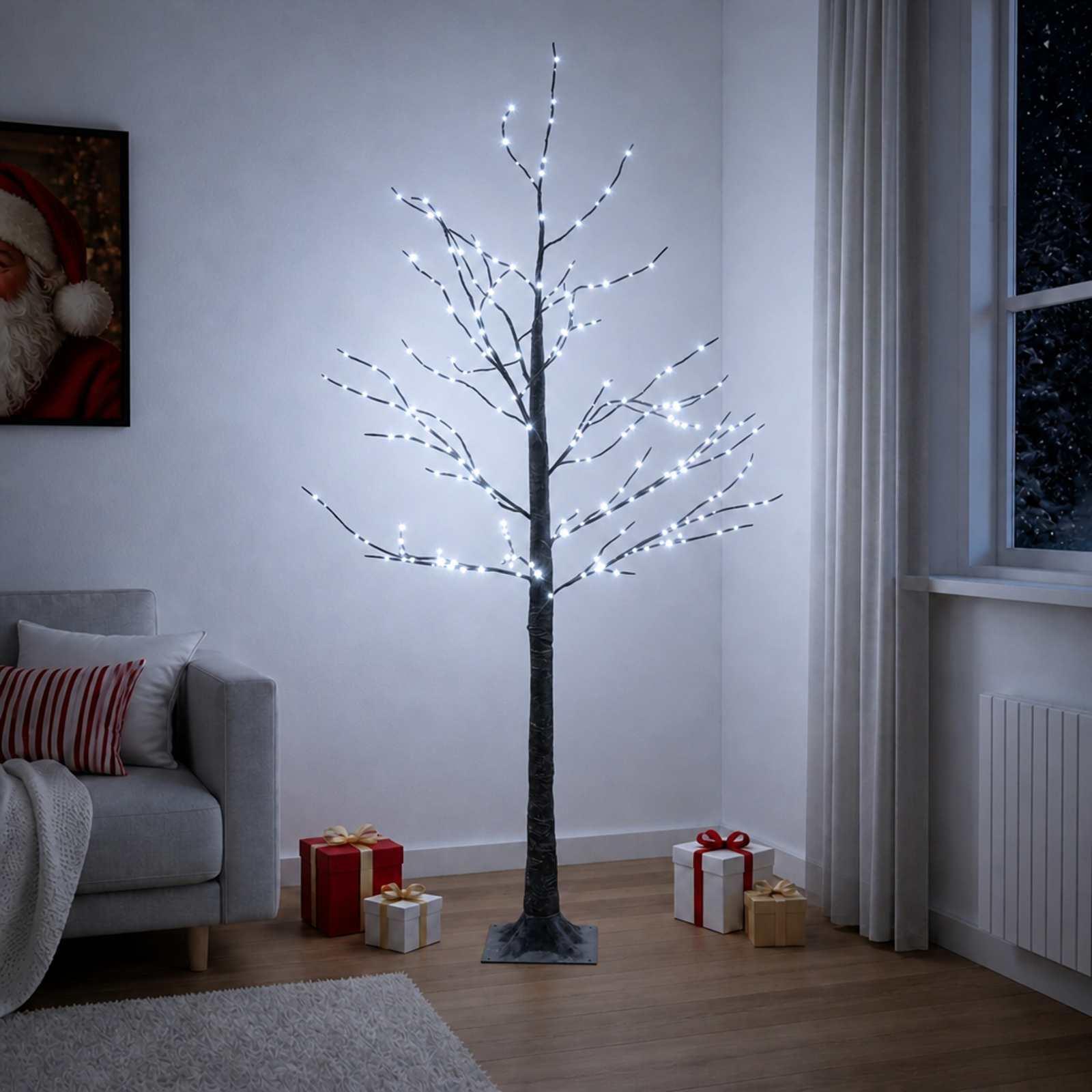 LED-juletræ snedækket - brun, 22 x 22 x 120 cm