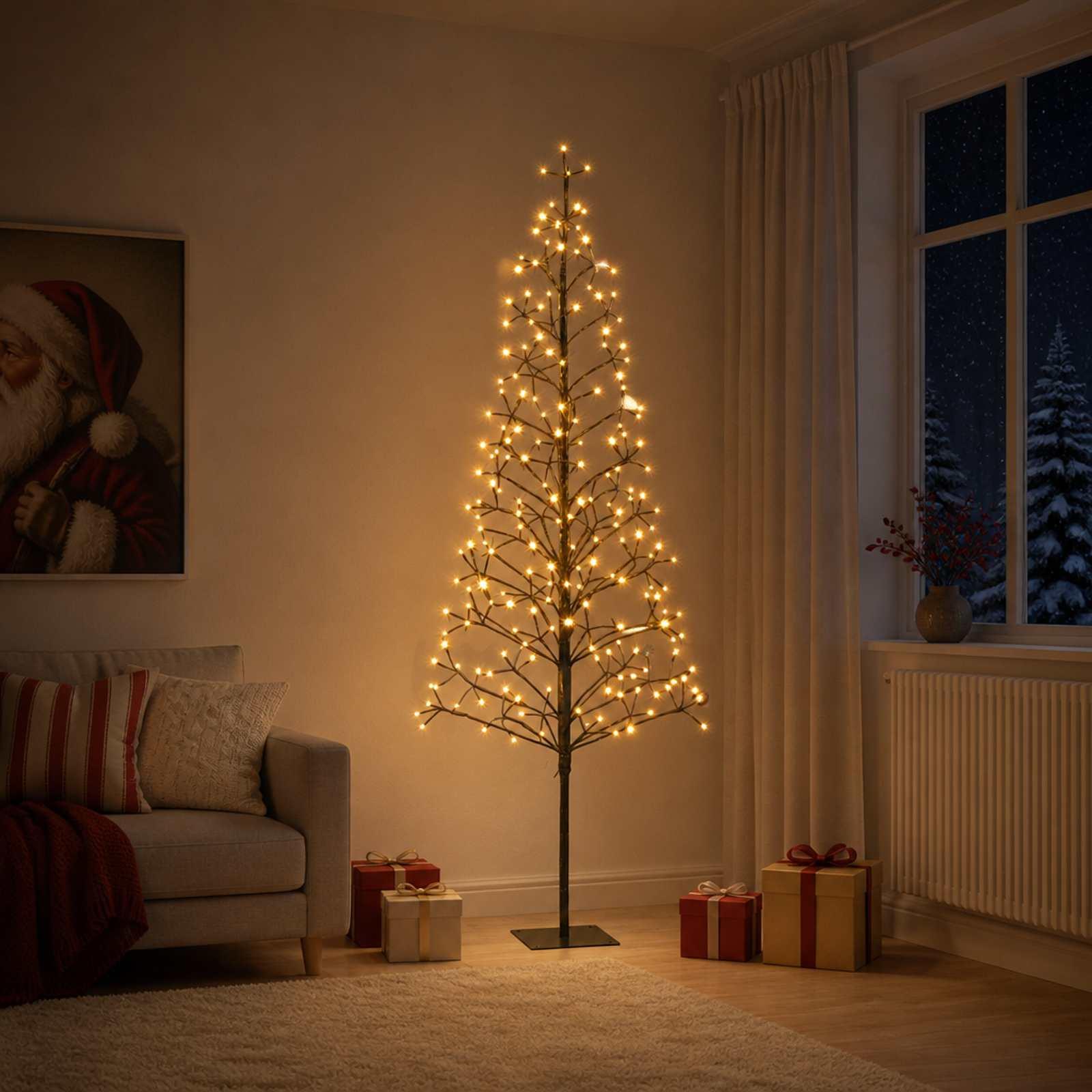 LED-juletræ med lyskæde - sort, 180 cm