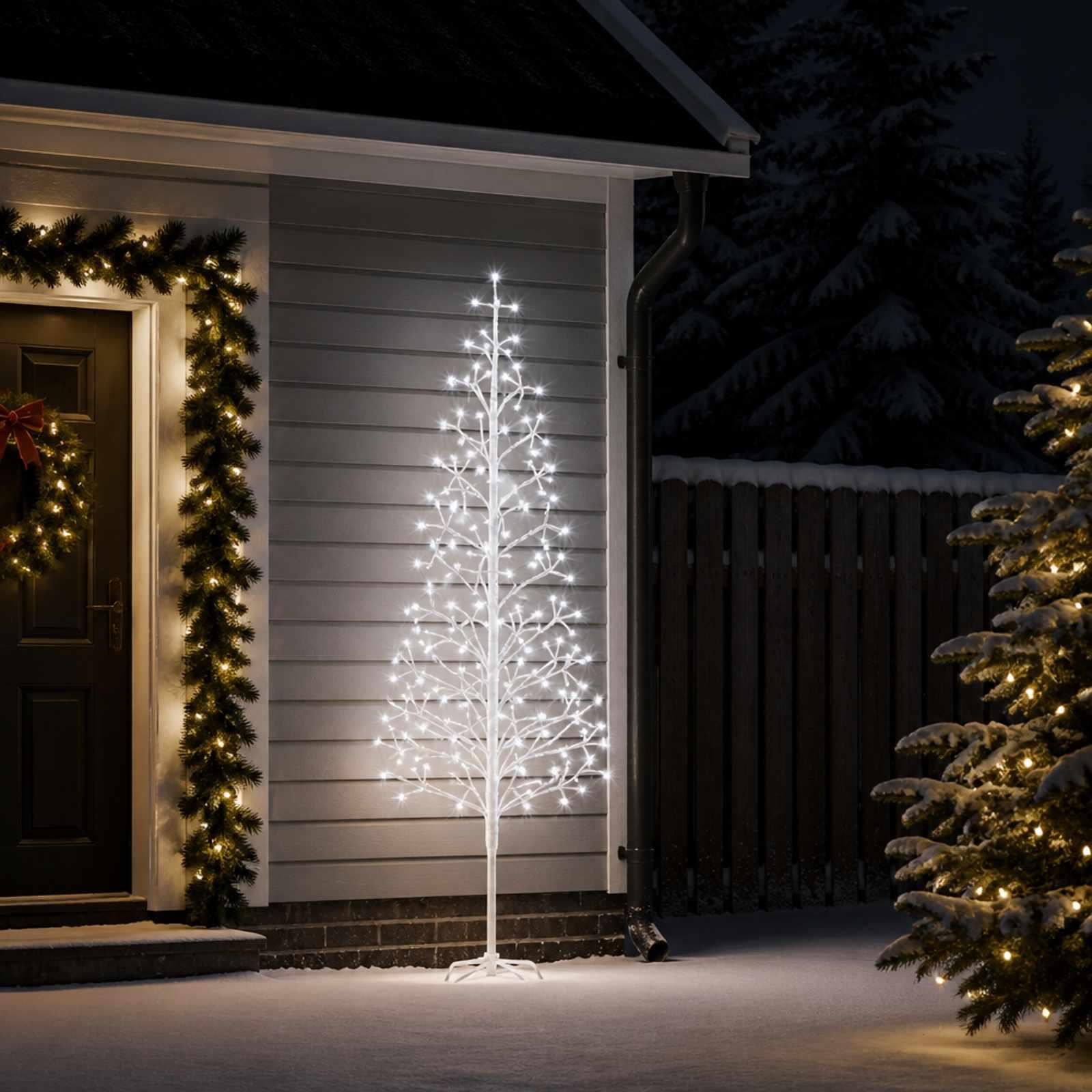 LED-juletræ med lyskæde - hvid, 228 LED, 210 cm