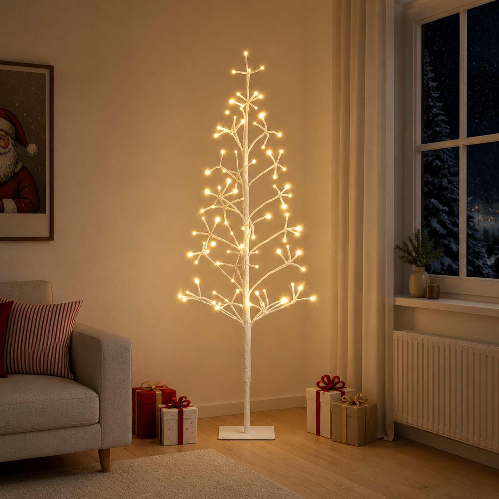 LED-juletræ med lyskæde - hvid, 120 cm