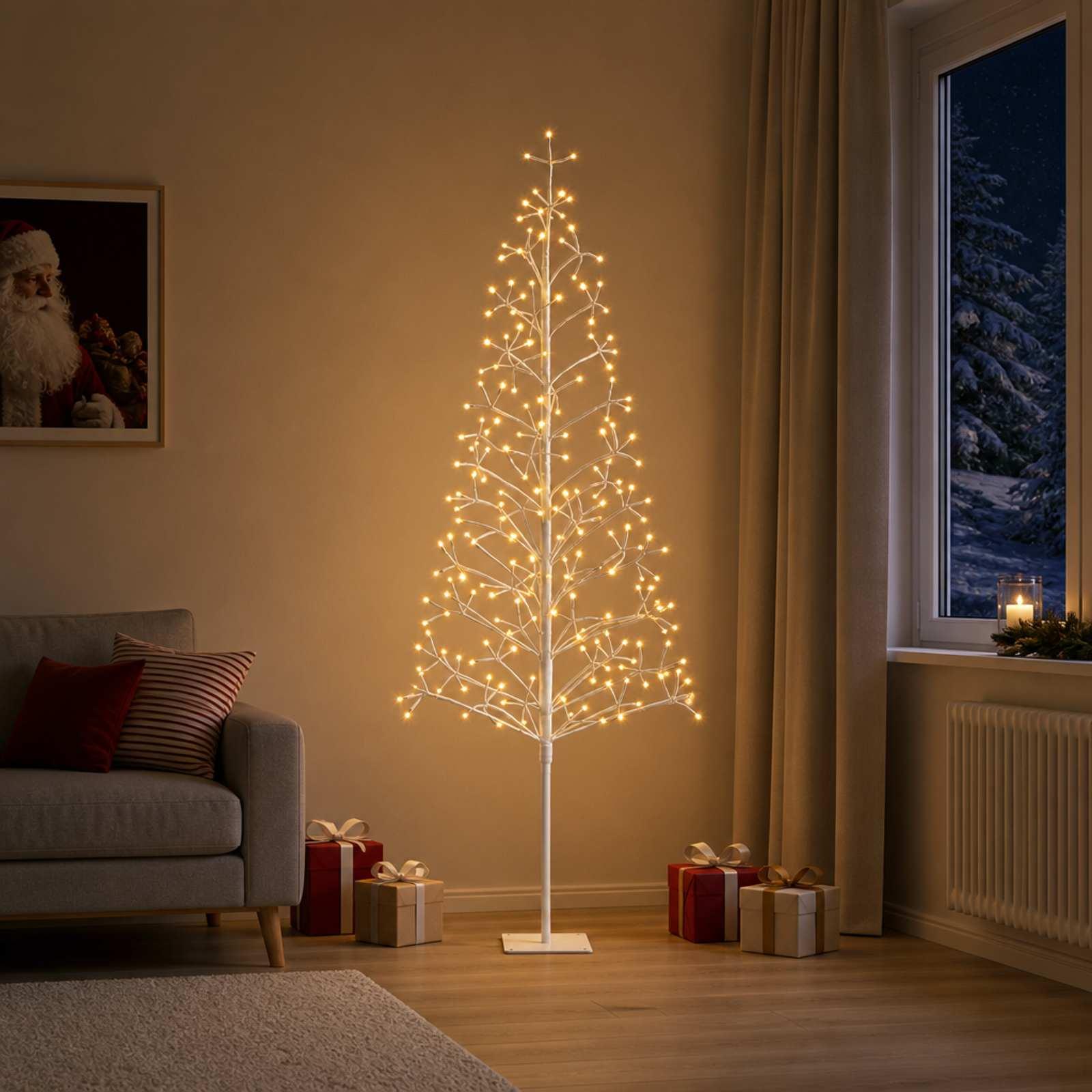 LED-juletræ med lyskæde - hvid, 20 x 20 x 180 cm