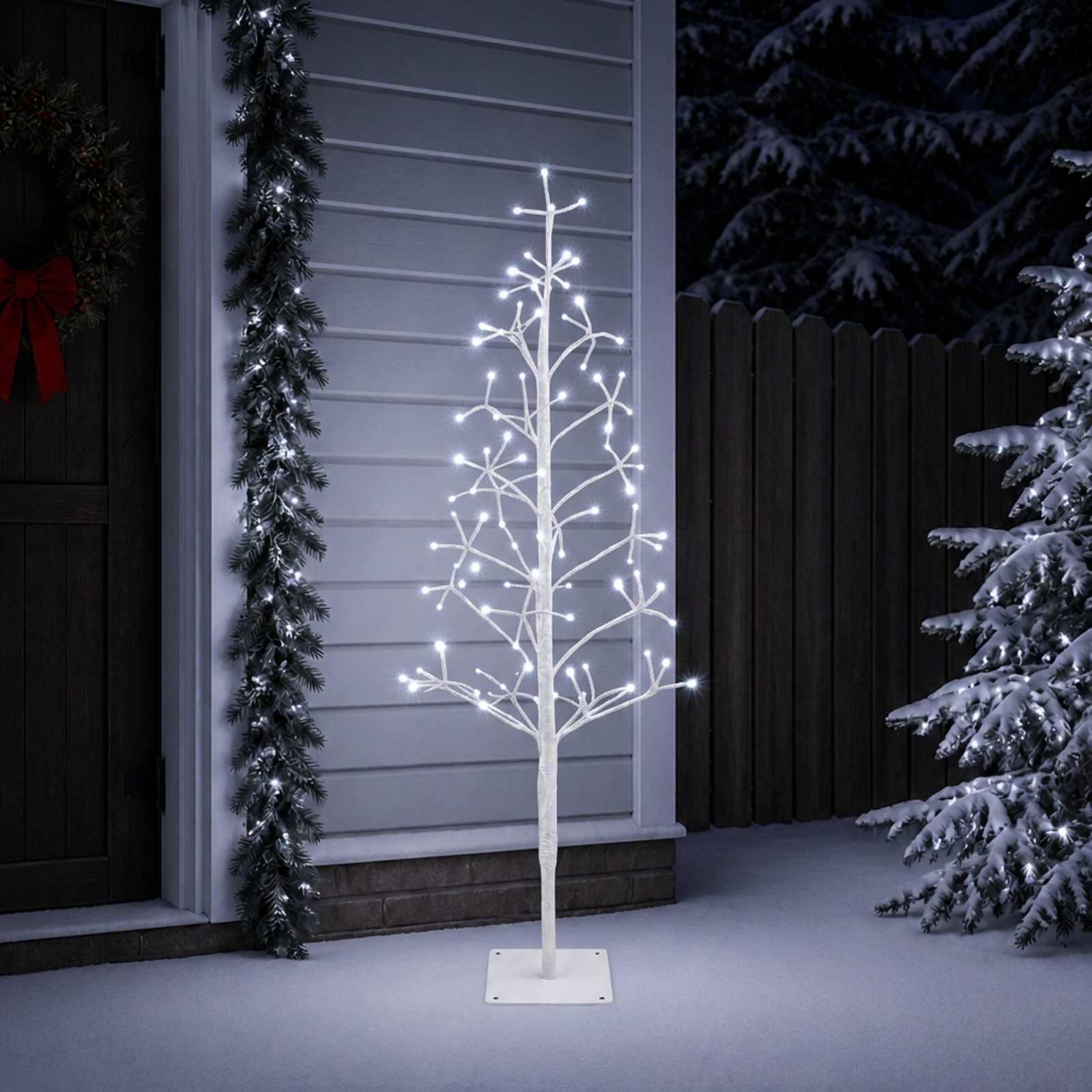 LED-juletræ med lyskæde - hvid, 18 x 18 x 150 cm
