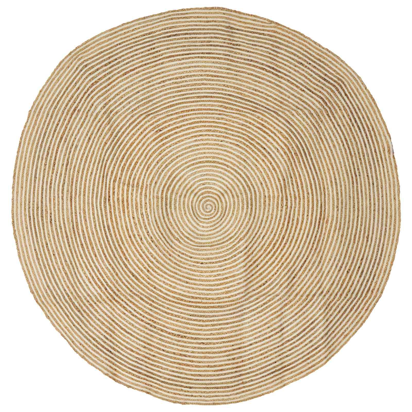 vidaXL Område tæppe Hvid Ø 210 cm Jute