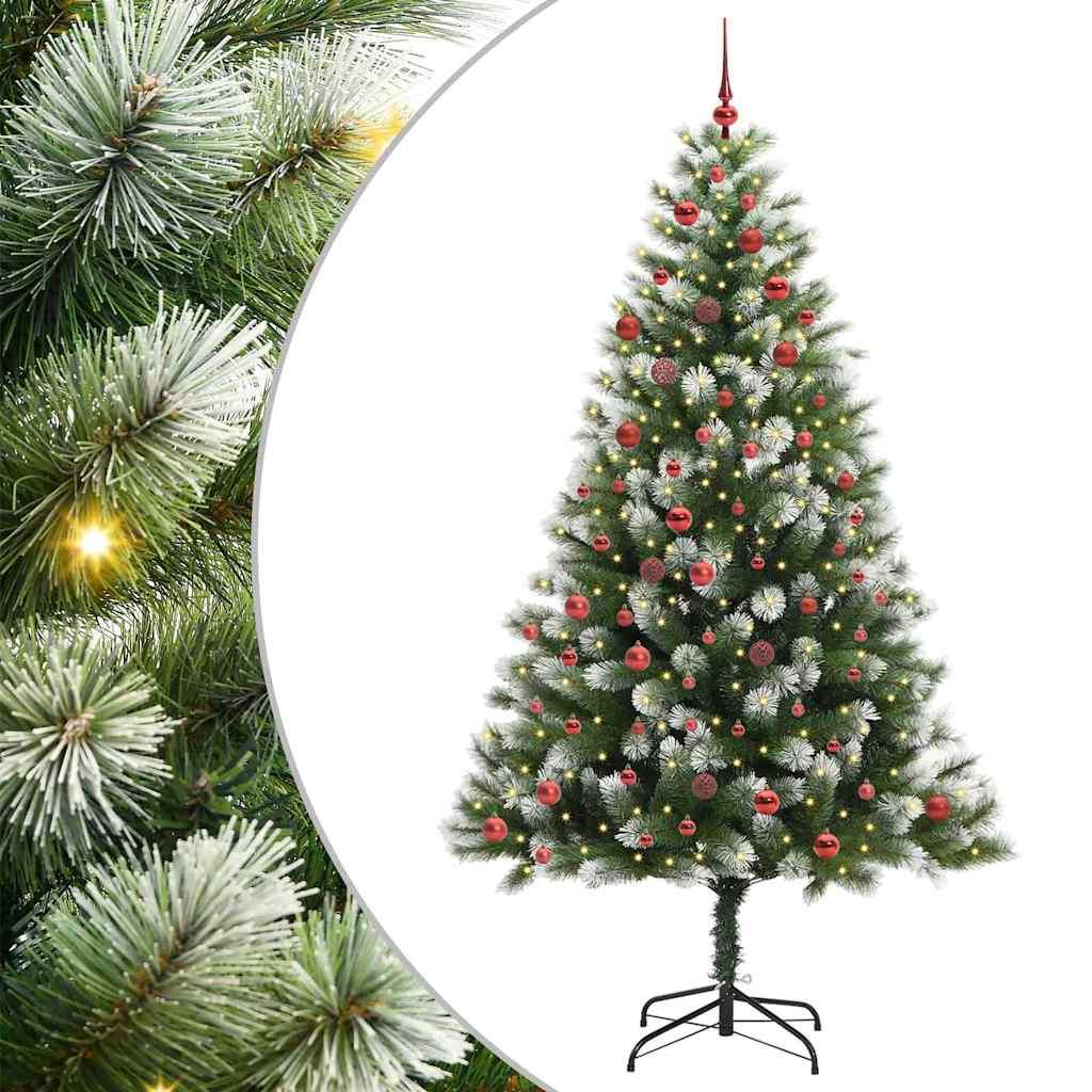 vidaXL Kunstig Hængslet Juletræ med Flocket Sne 300 LED'er Varm hvid