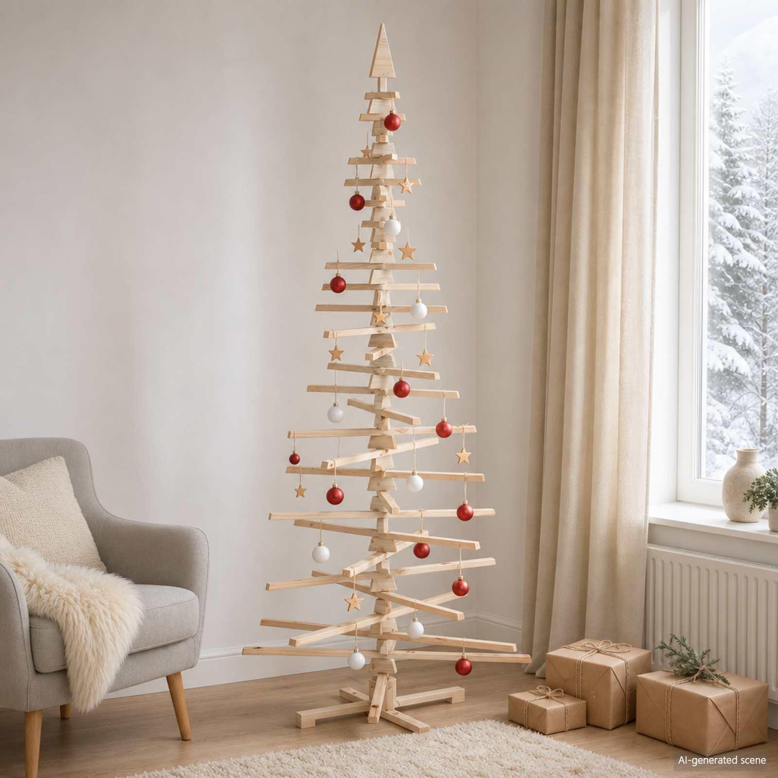 vidaXL Træ juletræ KOTKA 240 cm Massivt fyrretræ Naturlig