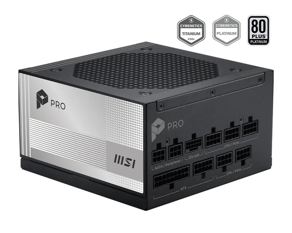 MSI PRO A1000PL PCIE5 - power supply - 1000 watt Strømforsyning - 1000 Watt - 120 mm - 80 Plus Platinum certified