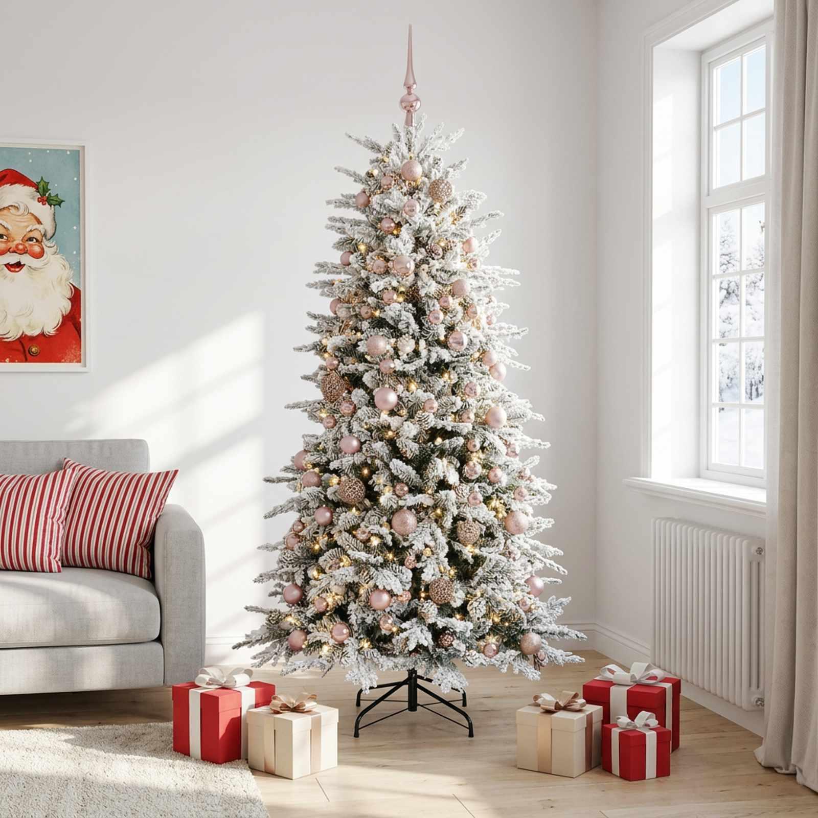 vidaXL Kunstigt Hinged Juletræ 240 cm 300 LED'er Varm hvid PE og PVC