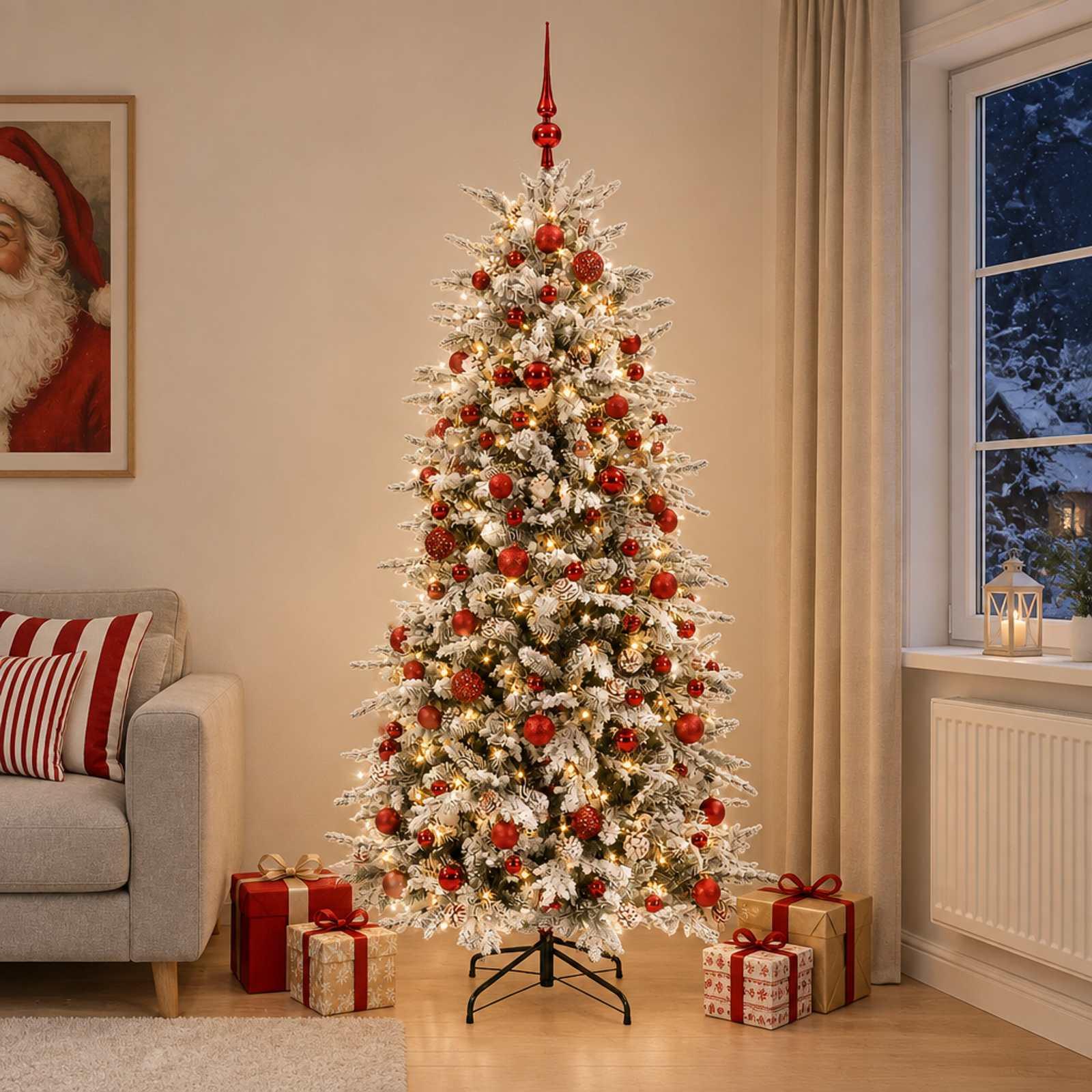 vidaXL Kunstigt Hinged Juletræ 180 cm 300 LED'er Varm hvid PE og PVC