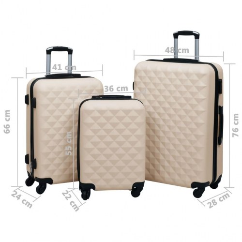 Kuffertsæt 3 dele hardcase i ABS - guldfarvet (OUTLET A)