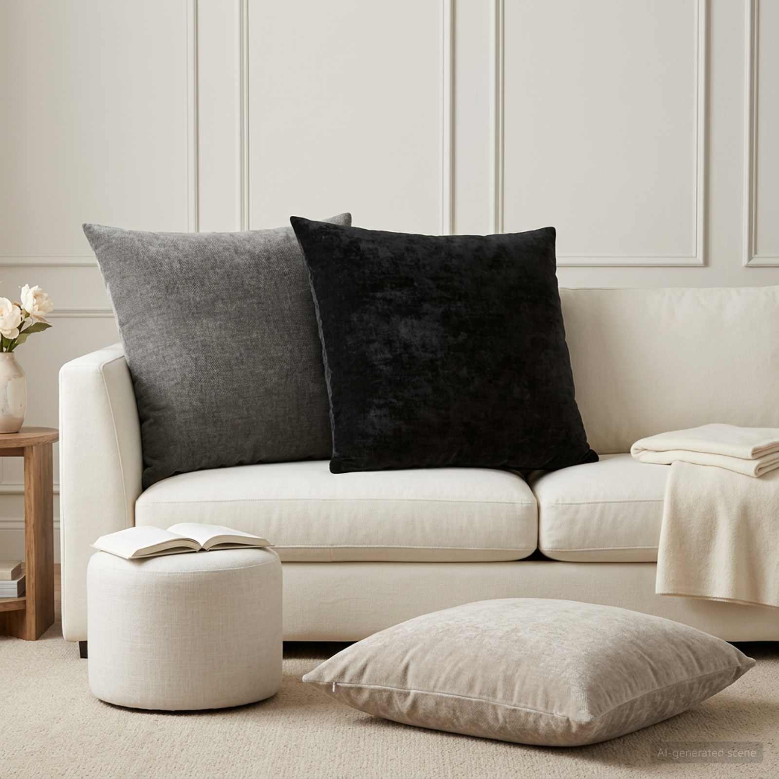 vidaXL Pudebetræk 2 stk. HEERLEN Lysegrå 65 x 65 cm Chenille Stof