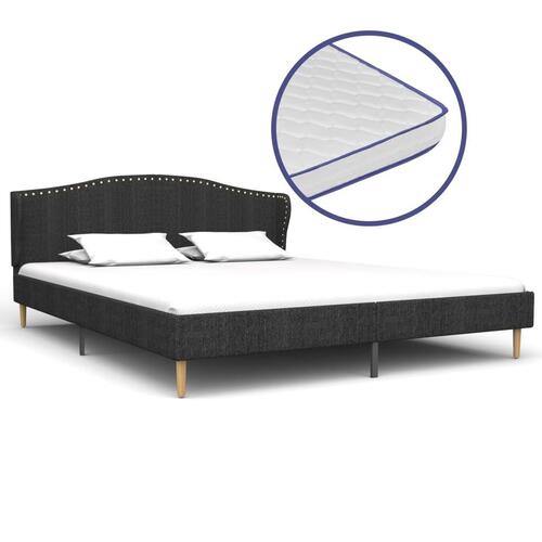 Seng med madras i memoryskum 160 x 200 cm mørkegrå stof