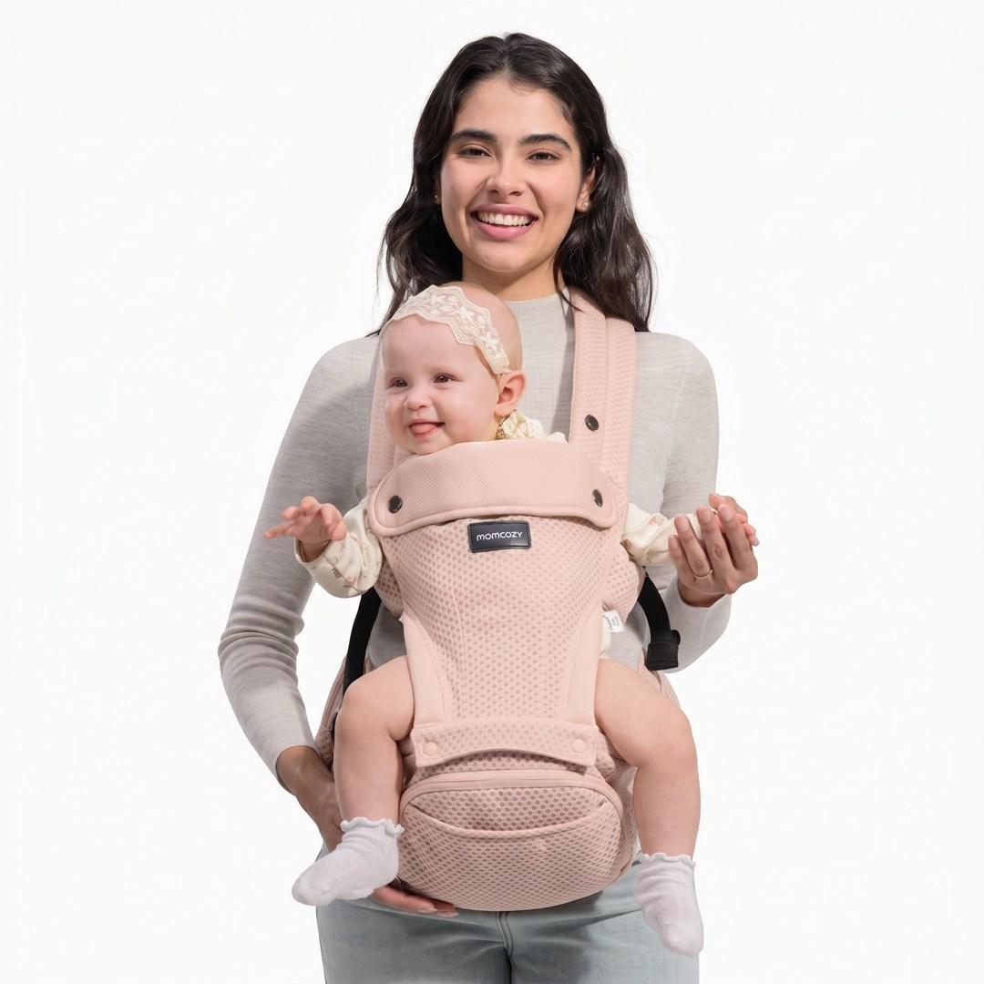 Momcozy babybæresele | bæresele med hoftesæde | pink