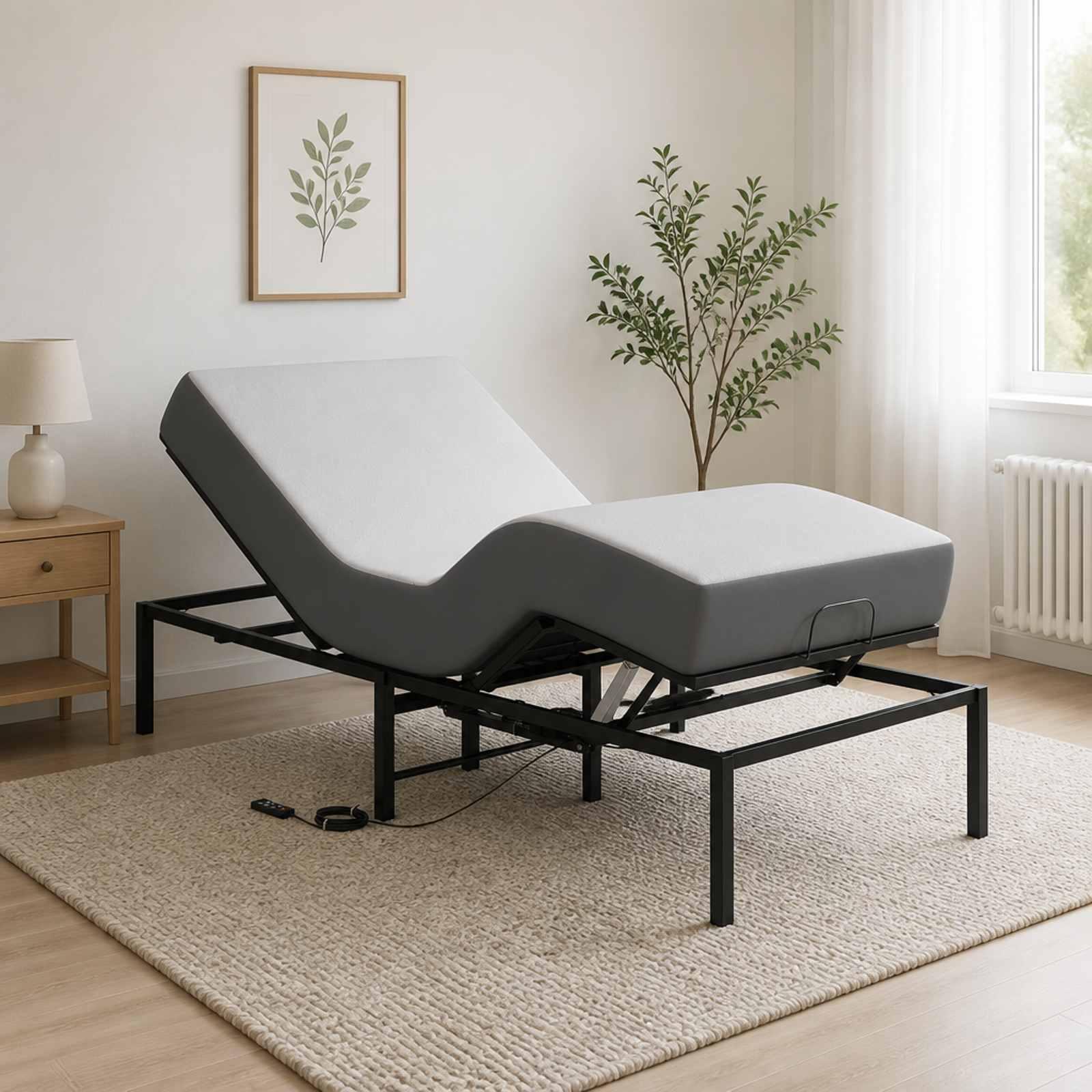 vidaXL Elektrisk Justerbar Sengetramme Sort 90 x 190 x 48 cm Stål