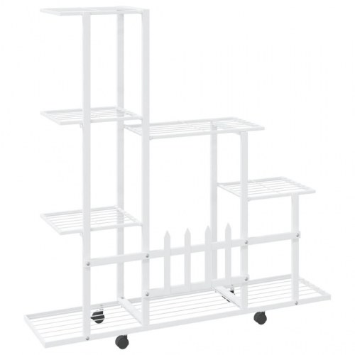Blomsterstativ med hjul - hvid, 94,5 x 25 x 92,5 cm (OUTLET A)