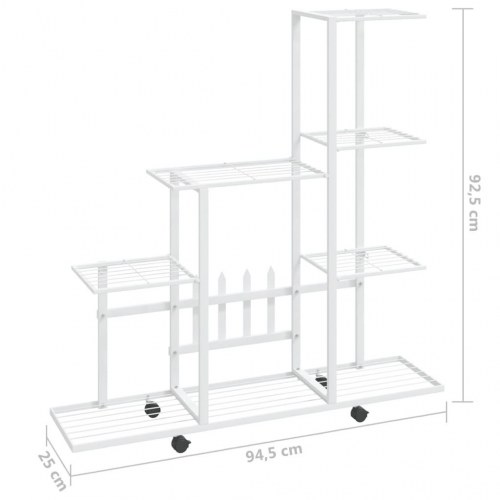 Blomsterstativ med hjul - hvid, 94,5 x 25 x 92,5 cm (OUTLET A)