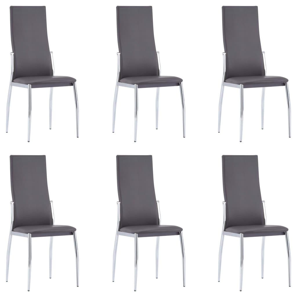 Spisebordsstole 6 stk. grå kunstlæder