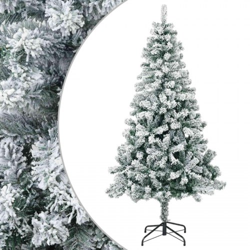 Kunstigt juletræ 150 cm med flokket effekt - grøn og hvid