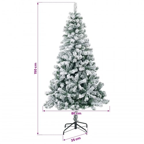 Kunstigt juletræ 150 cm med flokket effekt - grøn og hvid