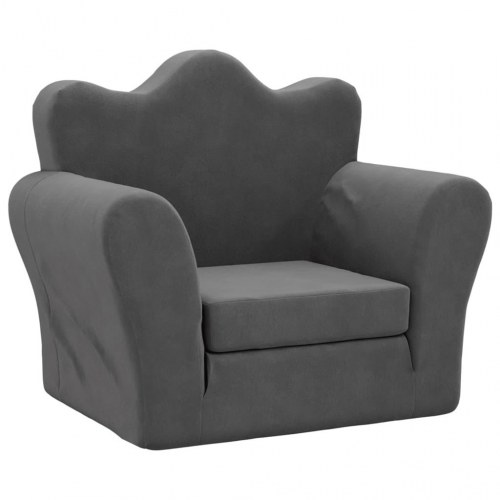 Børnesovesofa i blødt plys - antracitgrå (OUTLET B)