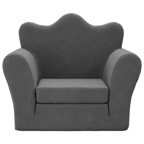 Børnesovesofa i blødt plys - antracitgrå (OUTLET B)