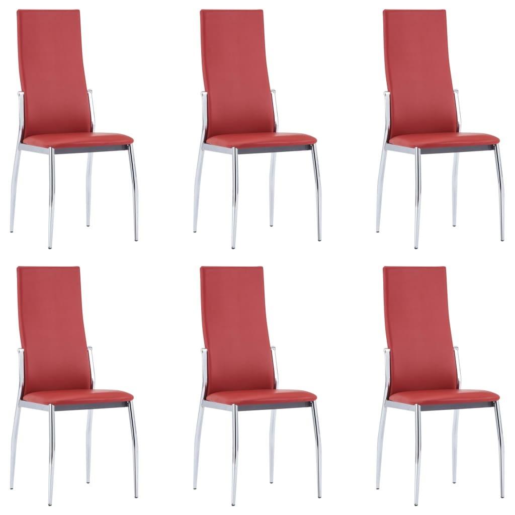 Spisebordsstole 6 stk. rød kunstlæder