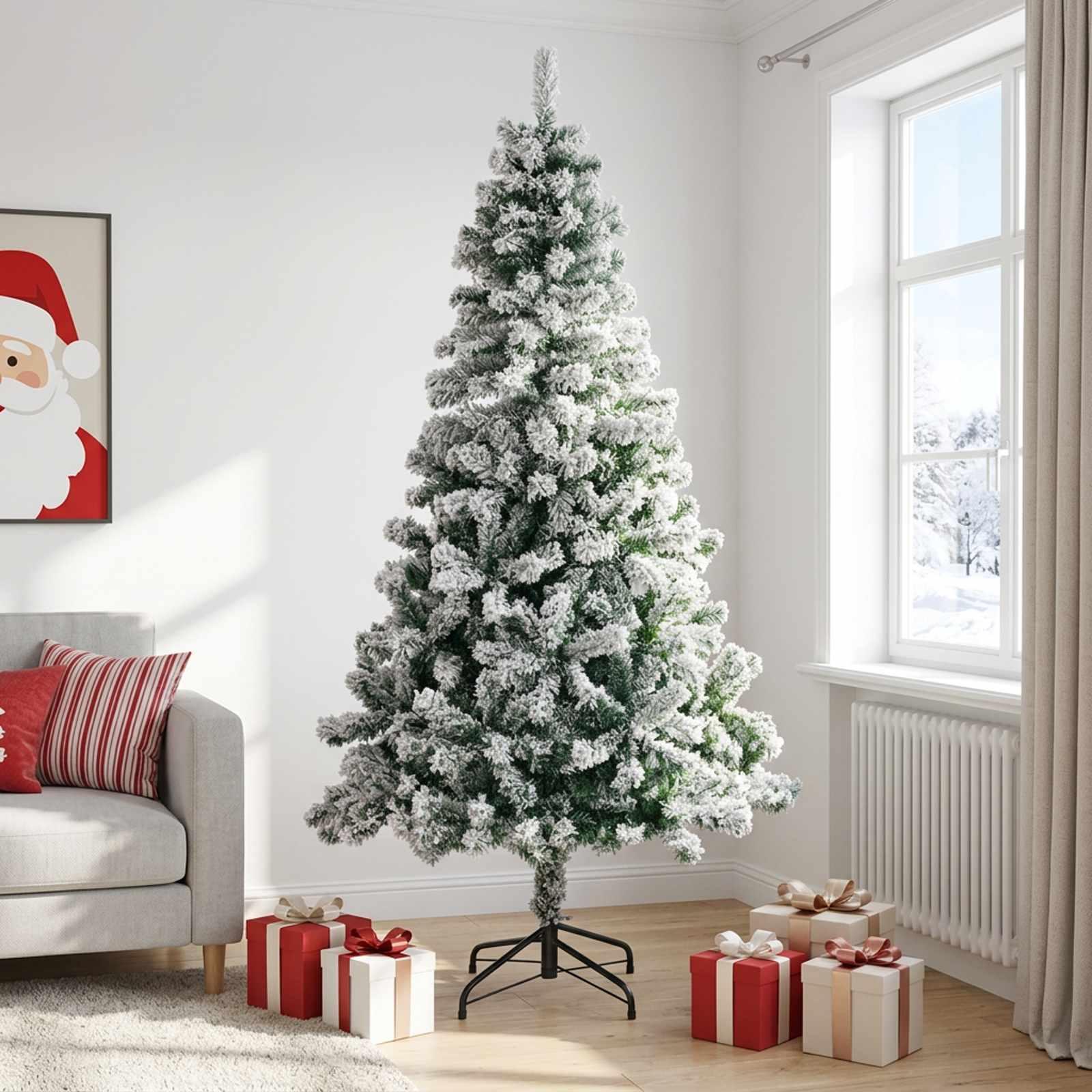 Kunstigt juletræ 240 cm - grøn og hvid