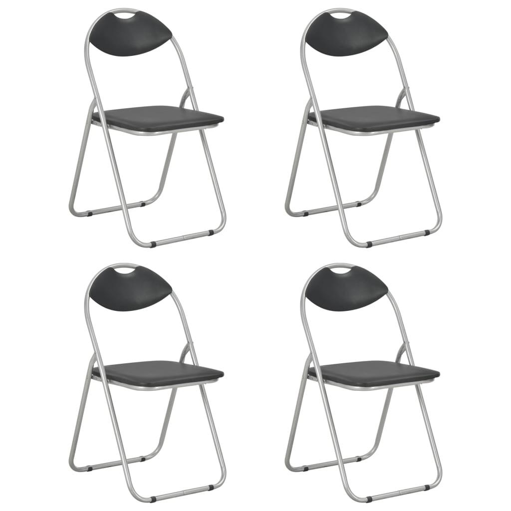 Sammenklappelige spisebordsstole 4 stk. sort kunstlæder