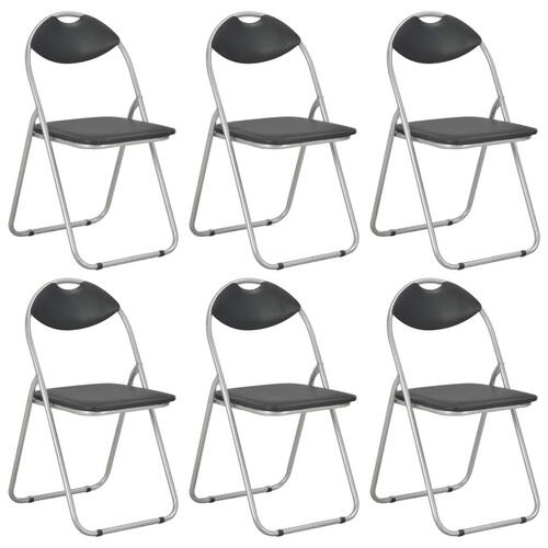 Sammenklappelige spisebordsstole 6 stk. sort kunstlæder