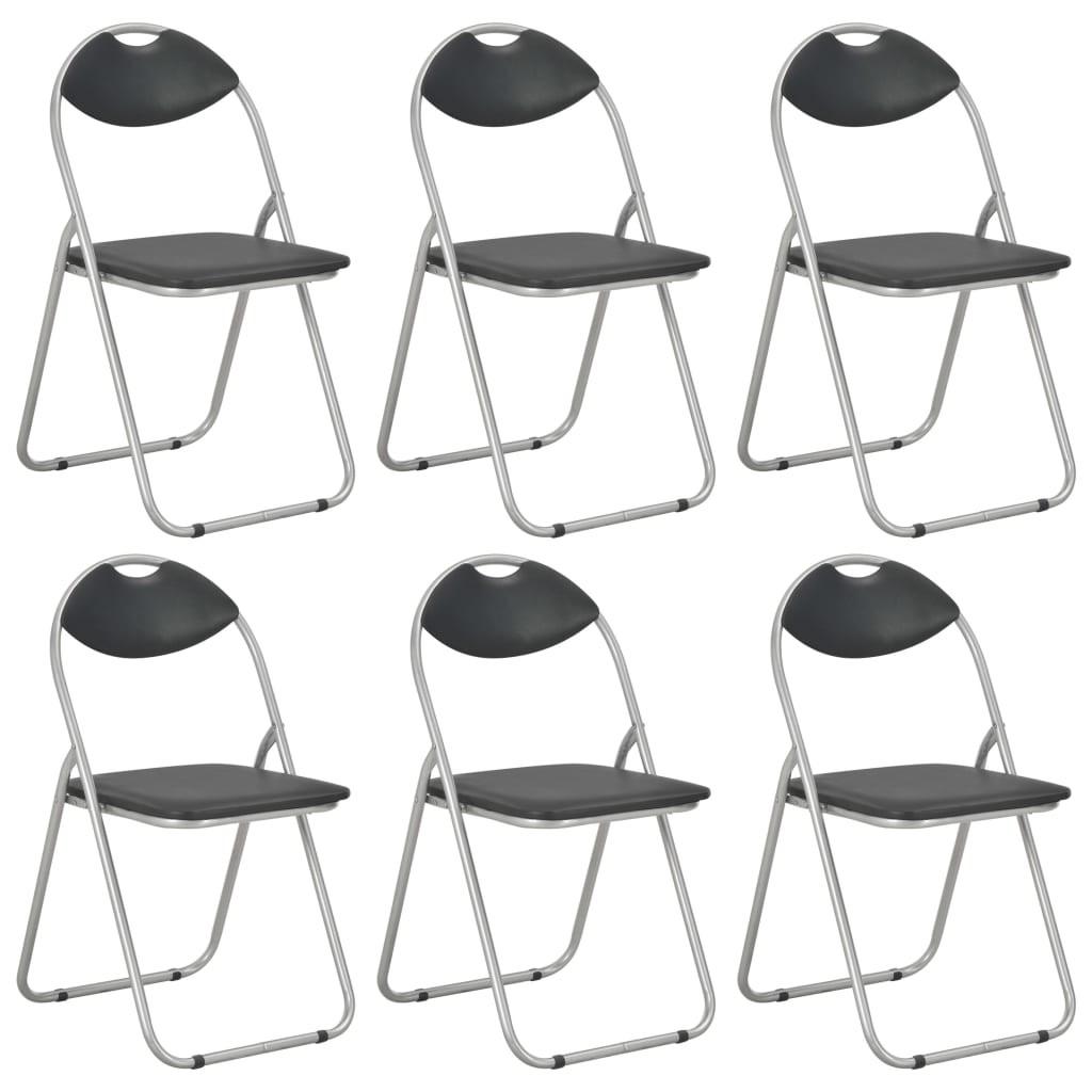 Sammenklappelige spisebordsstole 6 stk. sort kunstlæder