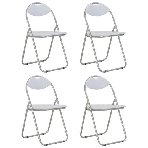 Sammenklappelige spisebordsstole 4 stk. hvid kunstlæder