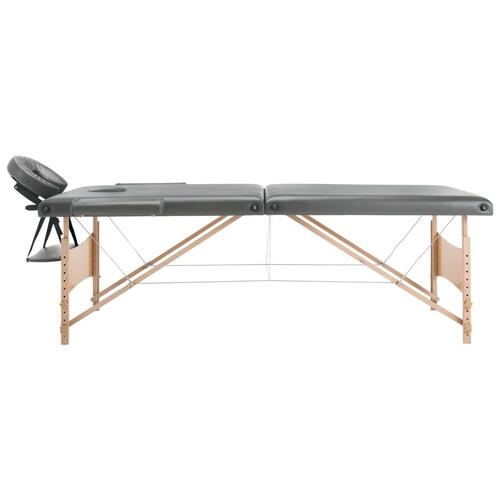 Massagebord med 2 zoner træstel antracitgrå 186 x 68 cm