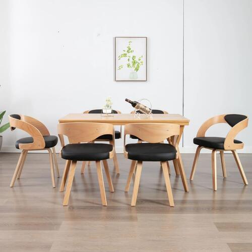 Spisebordsstole 6 stk. bøjet træ og kunstlæder sort