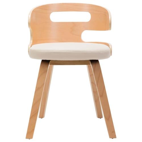 Spisebordsstole 4 stk. bøjet træ og kunstlæder cremefarvet