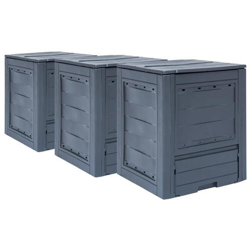 Kompostbeholdere til haven 3 stk. 60 x 60 x 73 cm 780 l grå
