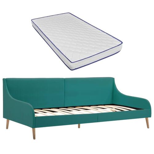 Daybed med madras i memoryskum stof grøn