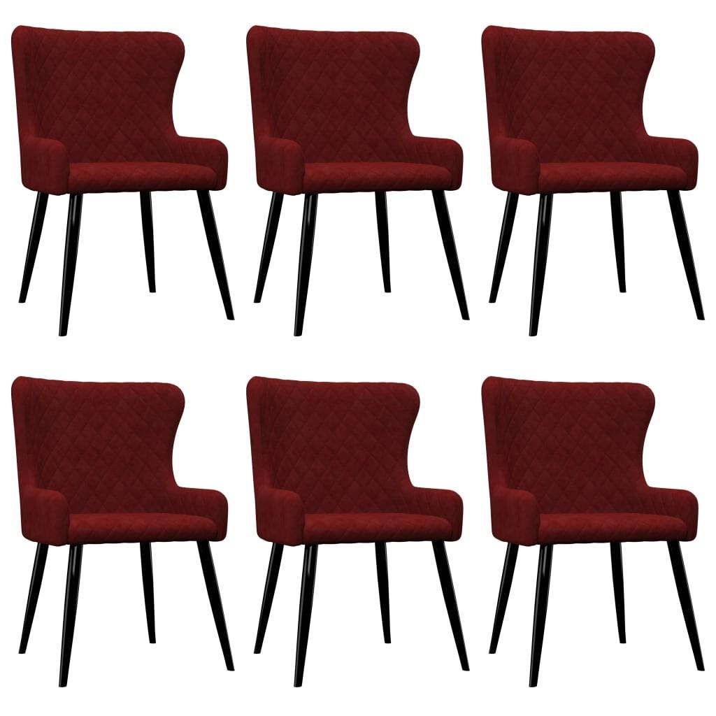 Spisebordsstole 6 stk. fløjl rød
