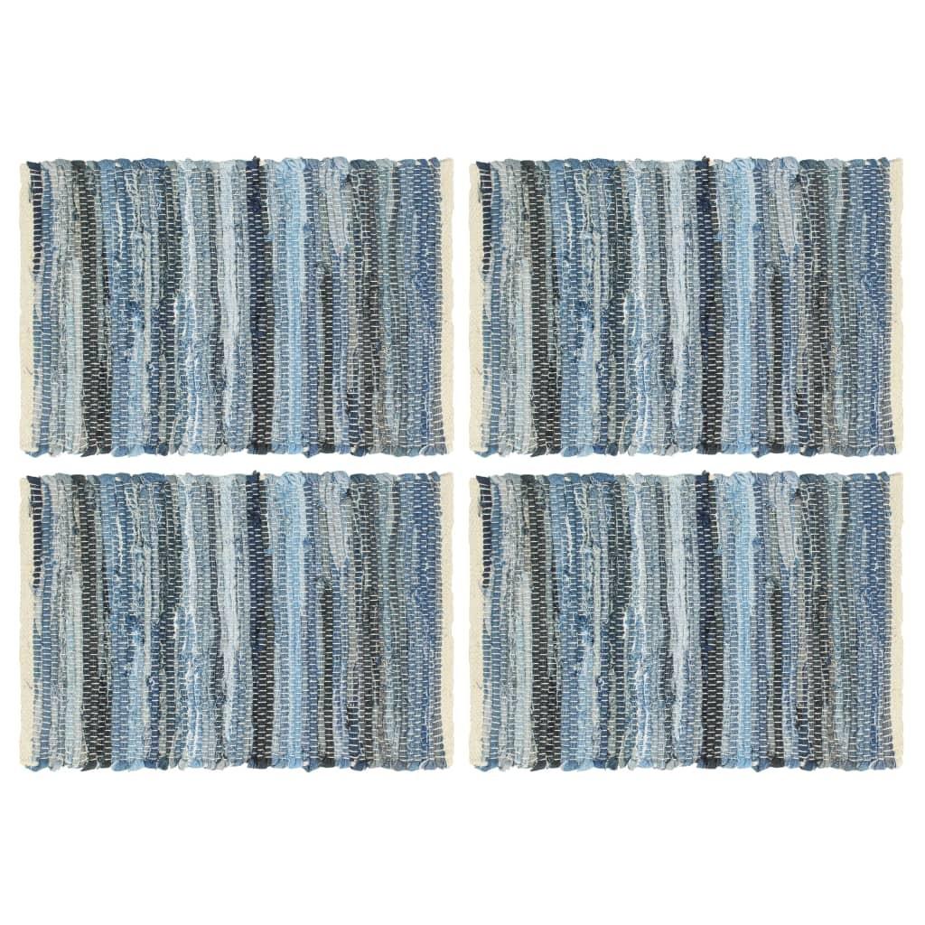 Dækkeservietter 4 stk. 30 x 45 cm bomuld chindi denimblå