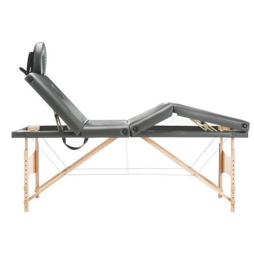Massagebord med 4 zoner træstel 186x68 cm antracitgrå
