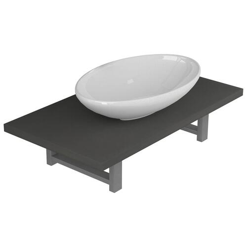 Keramisk badeværelsesmøbelsæt 2 dele grå