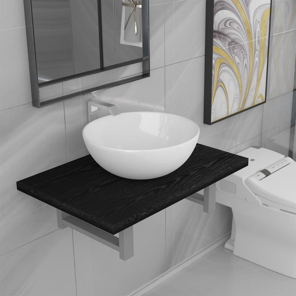 Keramisk badeværelsesmøbelsæt 2 dele sort