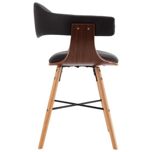 Spisebordsstole 6 stk. kunstlæder og bøjet træ sort