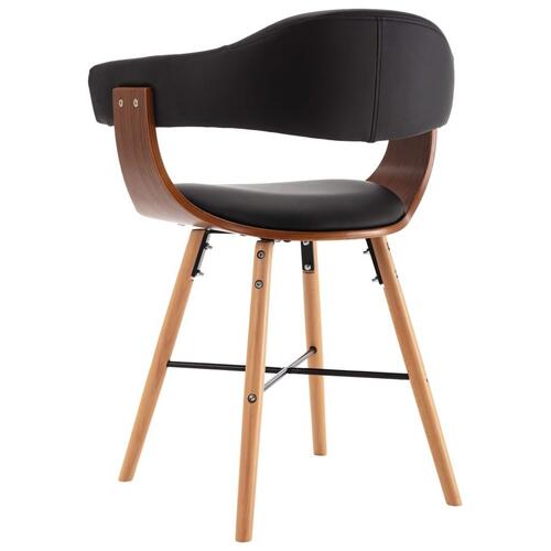 Spisebordsstole 6 stk. kunstlæder og bøjet træ sort