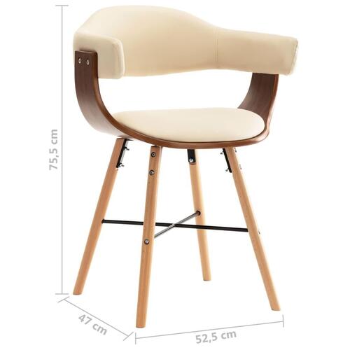 Spisebordsstole 4 stk. kunstlæder og bøjet træ cremefarvet