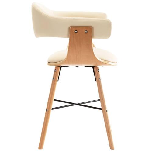 Spisebordsstole 4 stk. kunstlæder og bøjet træ cremefarvet