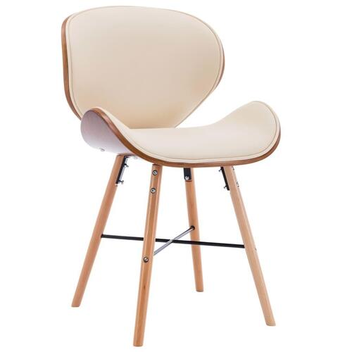 Spisebordsstole 6 stk. kunstlæder og bøjet træ cremefarvet