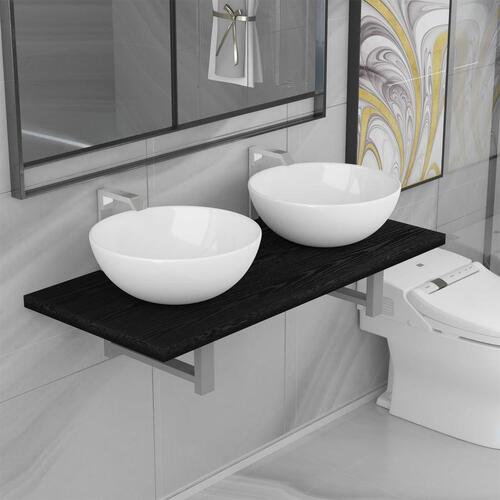 Keramisk badeværelsesmøbelsæt 3 dele sort