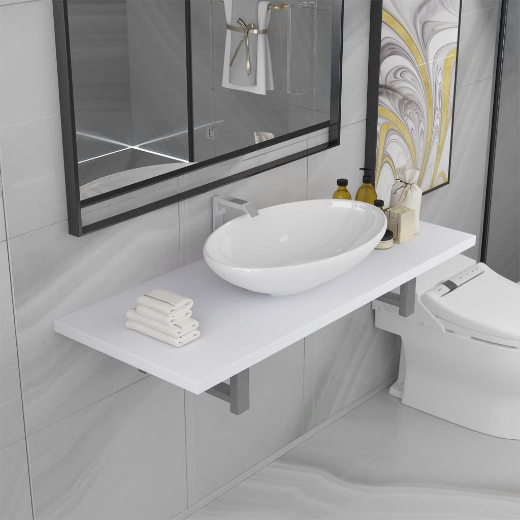 Keramisk badeværelsesmøbelsæt 2 dele hvid