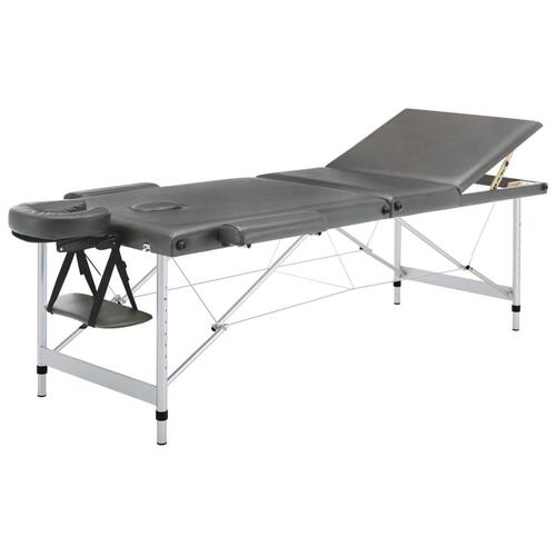 Massagebord med 3 zoner aluminiumsstel 186 x 68 cm antracitgrå